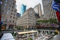 New York, USA Ã¢â¬â August 23, 2018: Rockefeller Center, flagpoles Royalty Free Stock Photo